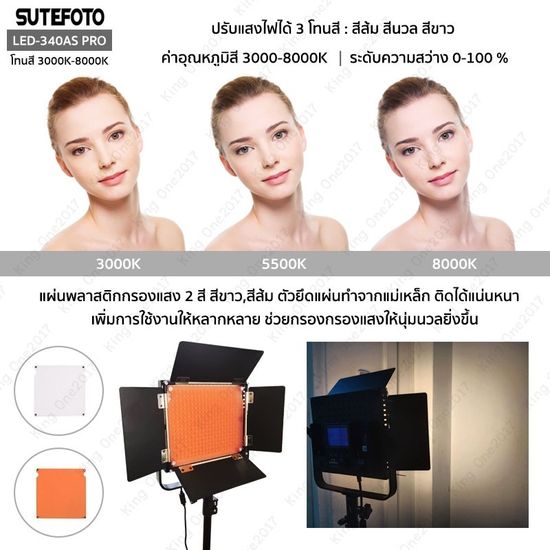 ไฟสตูดิโอ Sutefoto 340A /660A  PRO ถ่ายภาพ ถ่ายวีดีโอ Video light ไลฟ์สด ถ่ายสินค้า.พร้อมขาตั้งไฟ มี2รุ่นให้เลือก