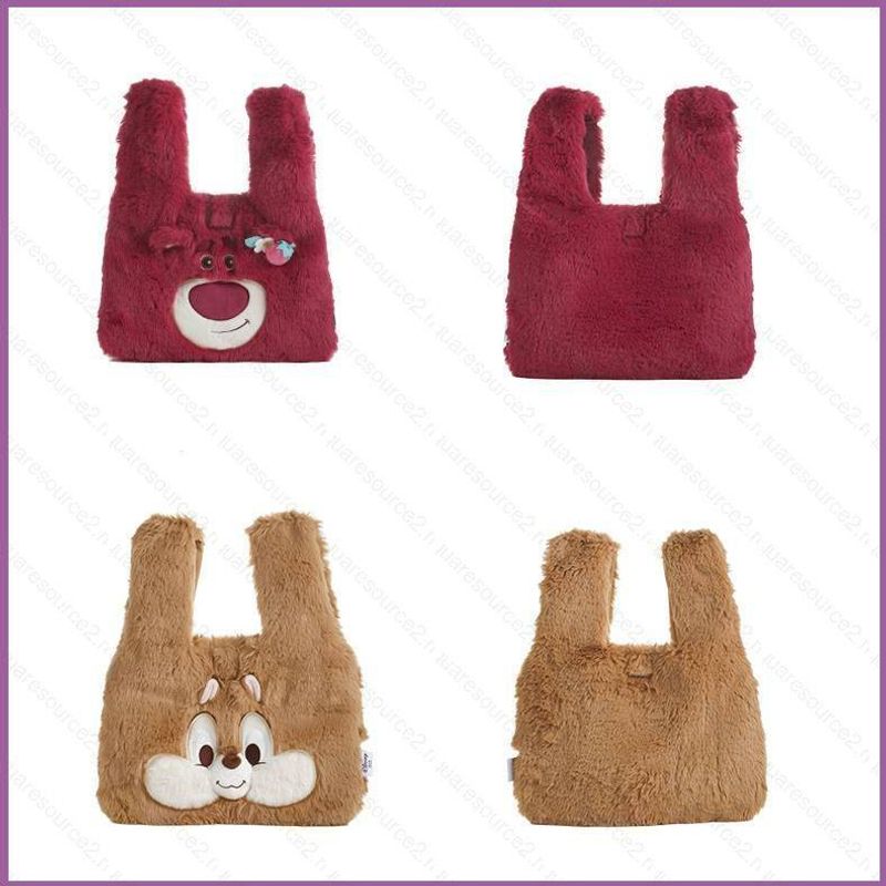 Sq2 Disney Lotso Chip and Dale กระเป๋าถือ กระเป๋าช้อปปิ้ง ลายตุ๊กตาหมี สตรอเบอร์รี่ สําหรับใส่เครื่องสําอาง