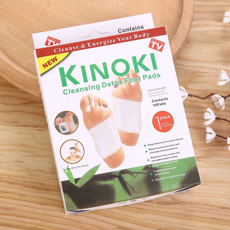 แผ่นแปะเท้า KINOKI DETOX FOOT PAD  แพจเกจ 1กล่อง 5 คู่ (10แผ่น) แผ่นแปะเท้าสมุนไพร