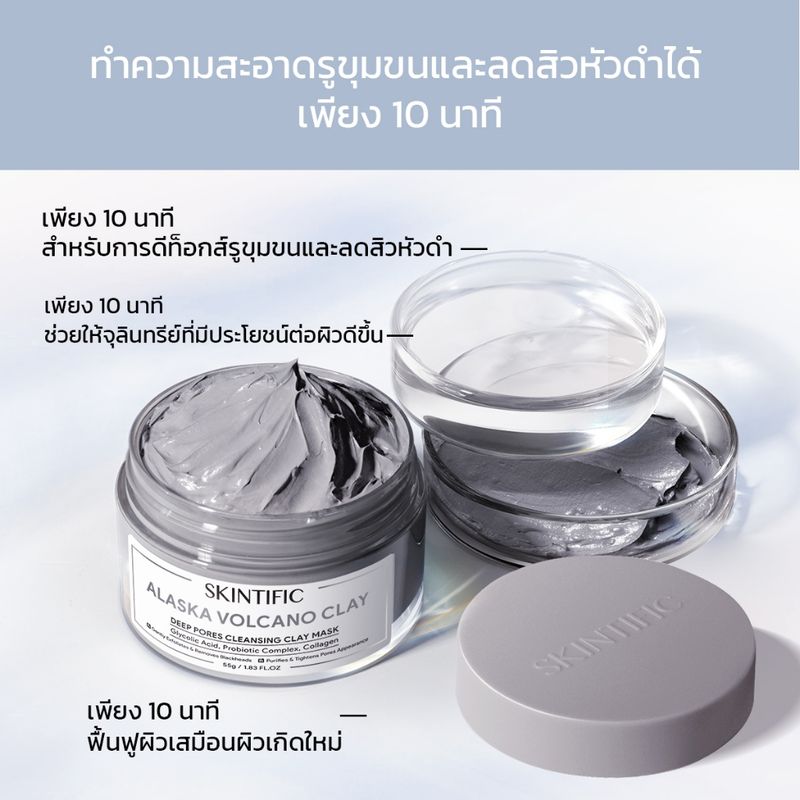 SKINTIFIC  ANCE CLAY MUSK COLLCTION ลดสิว ลดรอยสิว ลอกสิวเสี้ยน สิว ลดรอยแดง มาส์กโคลน ลดรอยแดงจากสิว (MUGWORt/ VOLCANO)