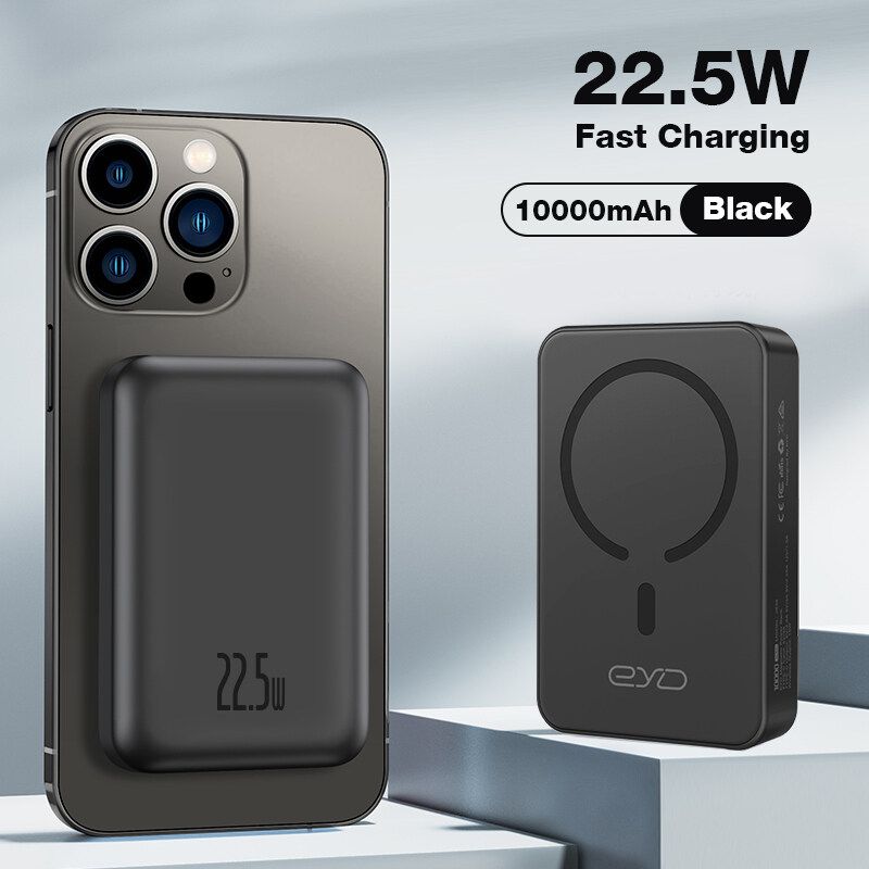 EYD Power Bank แรงดึงดูดของแม่เหล็ก ความจุ 5000mAh 10000mAh  แบตสำรอง ไร้สาย PowerBank พาวเวอร์แบงค์ Wireless Charger  รองรับการชาร์จเร็ว PD 22.5W แม่เหล็กดูด15W Type C อินพุตและเอาต์พุต JS36