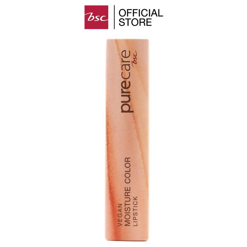 PURE CARE BSC VEGAN MOISTURE COLOR LIPSTICK ลิปสติกเนื้อซาติน สุดหรู สูตรวีแกน เฉดสีที่สวยและโดดเด่น เม็ดสีแน่น สีสดชัด เนื้อสัมผัส เนียนนุ่ม