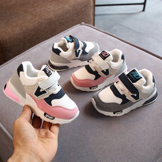 [Ready Stock]Childrens Autumn and Winter Sports Shoes with Cotton Simple Color Matching Girls Warm Sports Shoes Boys Casual Running Shoes