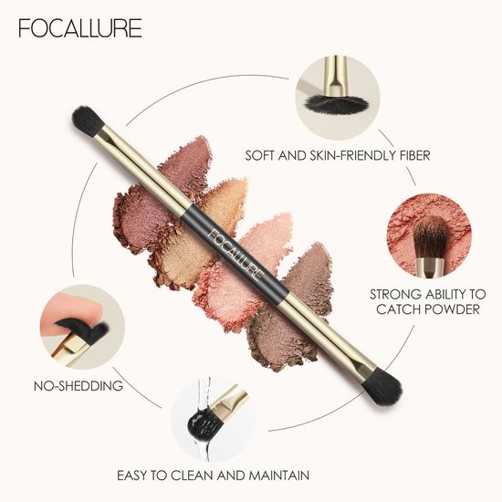 Focallure แปรงแต่งหน้าอายแชโดว์ แบบสองหัว มืออาชีพอายไลเนอร์ครีมแปรงคิ้วแปรง