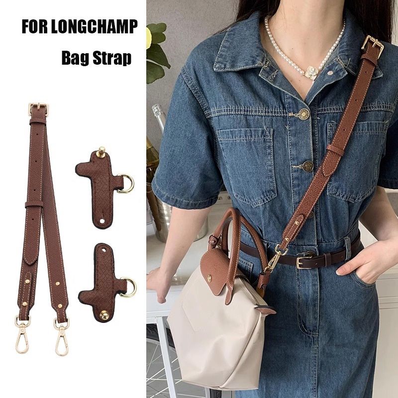 LONGCHAMP สายสะพายกระเป๋าหนัง สะพายไหล่ ปรับระดับได้ แบบเปลี่ยน Diy