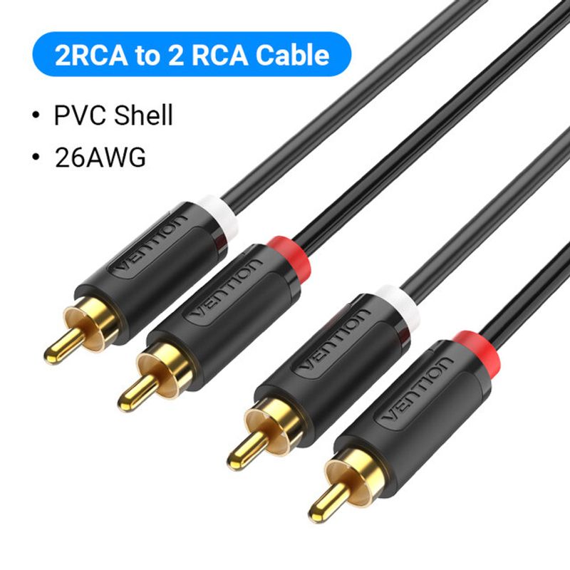 Vention สายเสียง RCA สำหรับสายเคเบิล RCA ตัวผู้2ตัวเป็น2ตัวสำหรับเครื่องเล่นดีวีดีเครื่องเล่นซีดีทีวีสายเสียง RCA เครื่องขยายเสียง