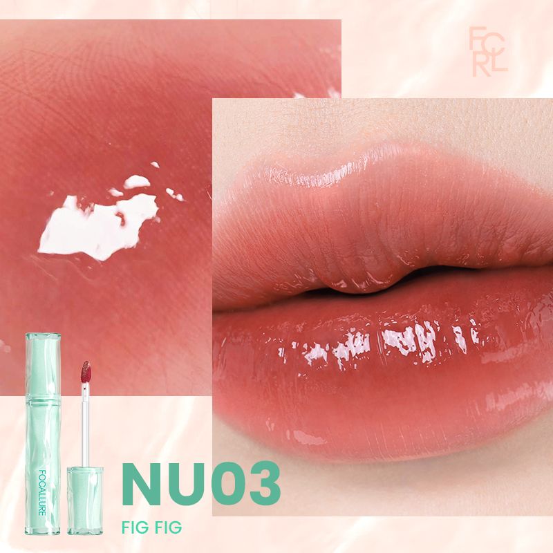 FOCALLURE Pro-juicy Jelly Watery Lip Tint Korean Glossy Plump Glassy High Pigment Long Wear Bare Lip Sensation Lightweight Non-sticky Healthy Moisturizing