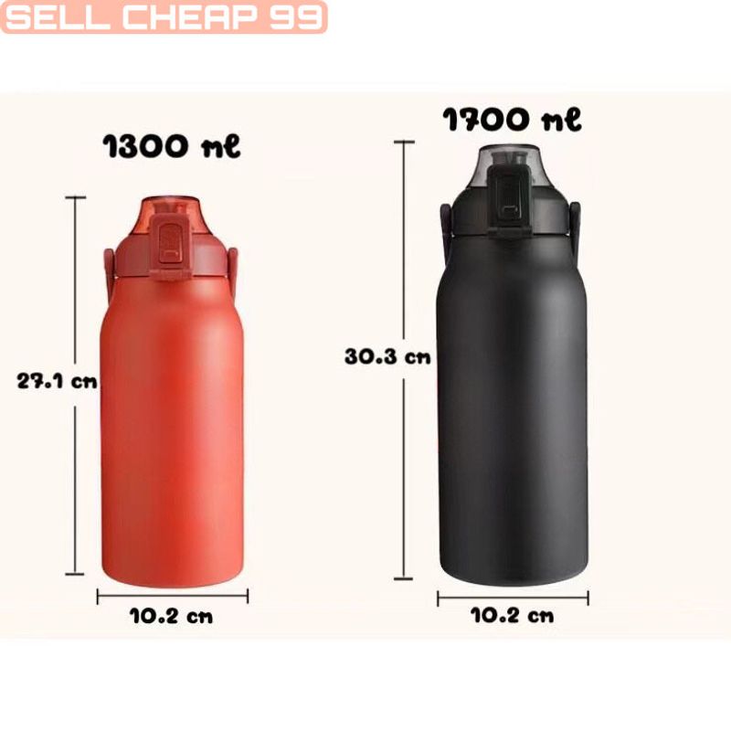 กระติกน้ำ สีพื้น กระติกน้ำเก็บอุณหภูมิ ขวดน้ำ 1.7L และ 1.3L แท้งค์เก็บอุณหภูมิ แท้งค์สแตนเลส กระติกน้ำเก็บความร้อน ขวดน้ำเก็บอุณหภูมิ