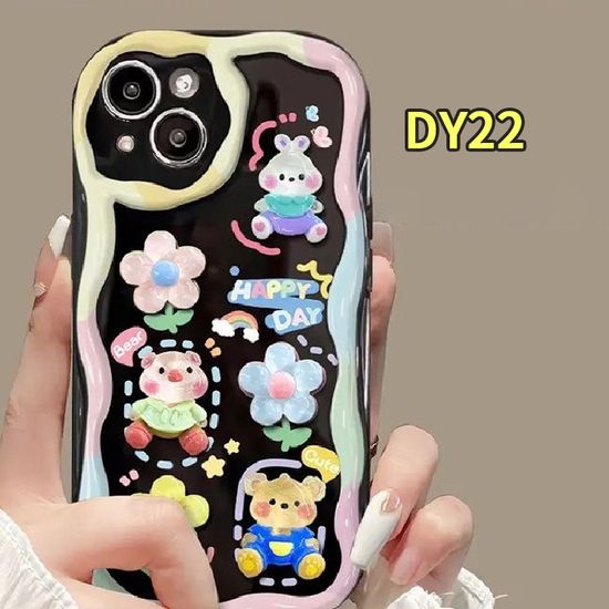 เคสสำหรับ IPhone 11 12 13 14 PRO MAX 6 7 6S 8 14 Plus X XR XS MAX 11 12 13 Se 2020 6SPlus 6Plus 8Plus 14 Plus XSMAX Bearเคสที่มีสายคล้องกระต่าย3มิติ