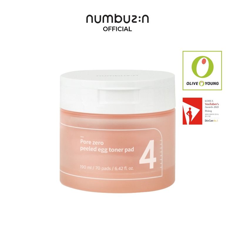 numbuzin No.4 Pore Zero Peeled Egg Toner Pad 190ml / 70 Padsโทนเนอร์แพดเบอร์ 4 โทนเนอร์แพดกระชับรูขุมขน ผิวเนียนใส