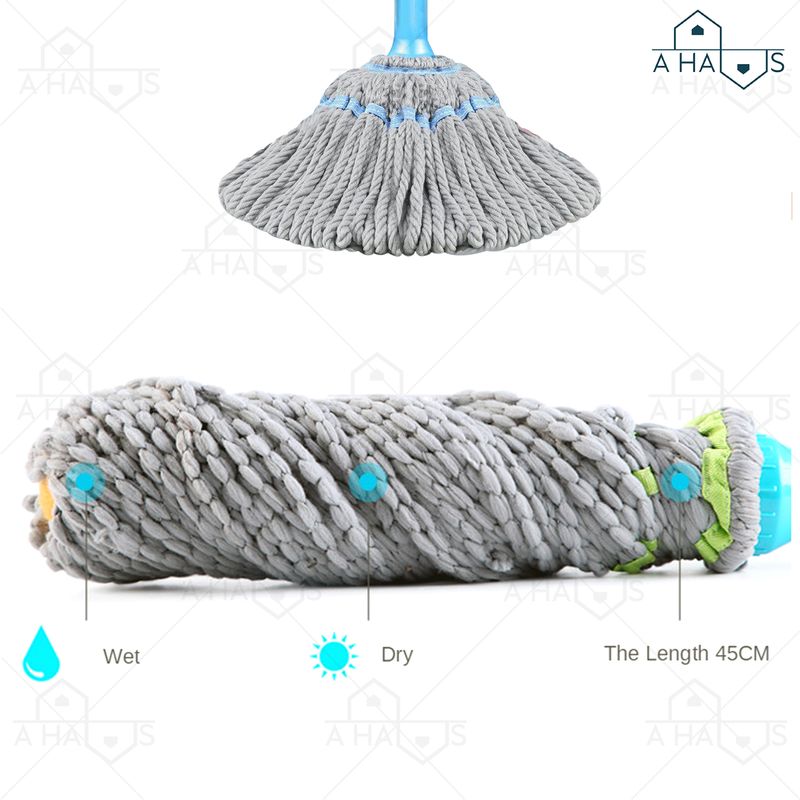 A HAUS รุ่นใหม่ ซึบซับดีเยี่ยม Magic Twist Mop Pull and Squeeze ไม้ถูพื้น ไม้ม็อบถูพื้น  ผ้าม๊อบนาโนไฟเบอร์ ผ้าม๊อบหมุนได้ 360 องศา รุ่น EzyTwist