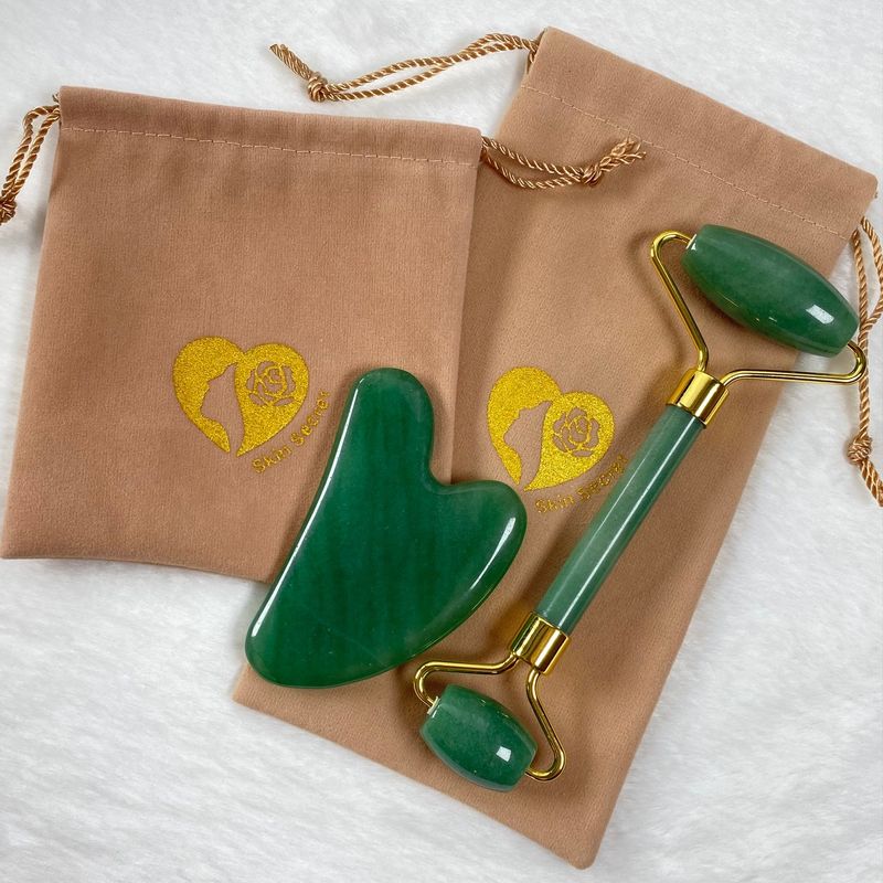 Green Aventurine Gua Sha กัวซา หิน กรีน อเวนทูรีน นวดหน้า เกรดคัดพิเศษ