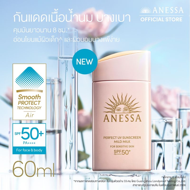 [NEW] ANESSA อเนสซ่า เพอร์เฟค ยูวี ซันสกรีน มายด์ มิลค์ NA SPF50+ PA++++ 60 มล. (กันแดดเนื้อน้ำนม สำหรับผิวแพ้ง่าย)