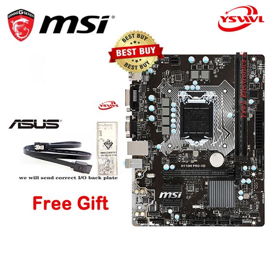 LGA 1151 MSI H110M PRO-VD เมนบอร์ด Intel DDR4สนับสนุน Intel 6th-Gen I7 I5 I3 CPU 32GB PCI-E 3.0 USB3.0 SATA3 Micro ATX H110 Motherboard-แม่