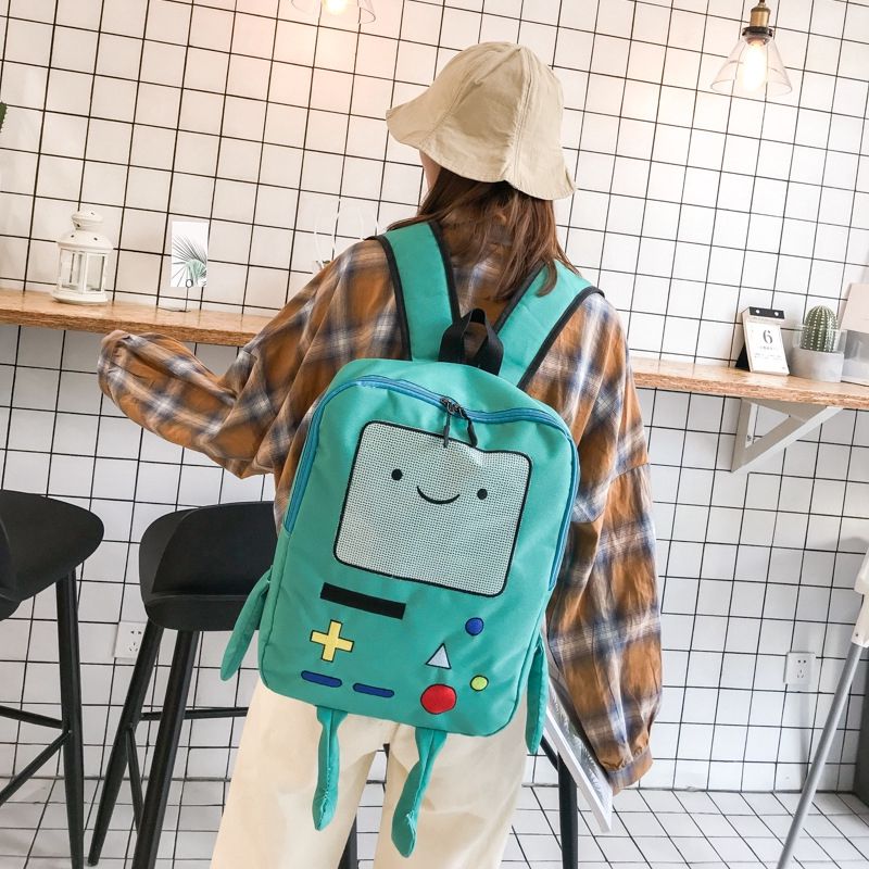 เครื่องเกม Adventure Time Finn Jake BMO กระเป๋าเป้สะพายหลัง Cartoon Canvas Backpack