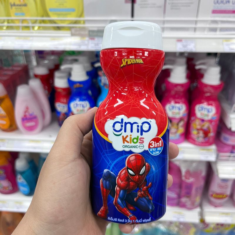 DMP Oraganic Kids Spiderman-Disney 3in1 200ml. และ  400 ml. อาบ สระ นวด ดีเอ็มพี สบู่เหลวเด็ก แชมพูเด็ก (1 ขวด)