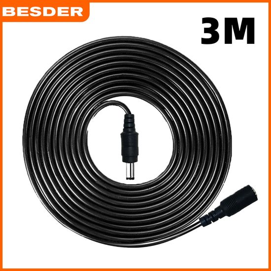 BESDER มาตรฐาน DC12V Power สายพ่วง3เมตร/10FT ปลั๊กเสียบ5.5มม.X 2.1มม.ปลั๊กตัวผู้สำหรับสายไฟสำหรับ12V กล้องวงจรปิด