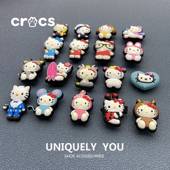 Crocs jibbitz charms การ์ตูนแมวน่ารักตกแต่งหัวเข็มขัดรองเท้าแฟชั่นเครื่องประดับ DIY