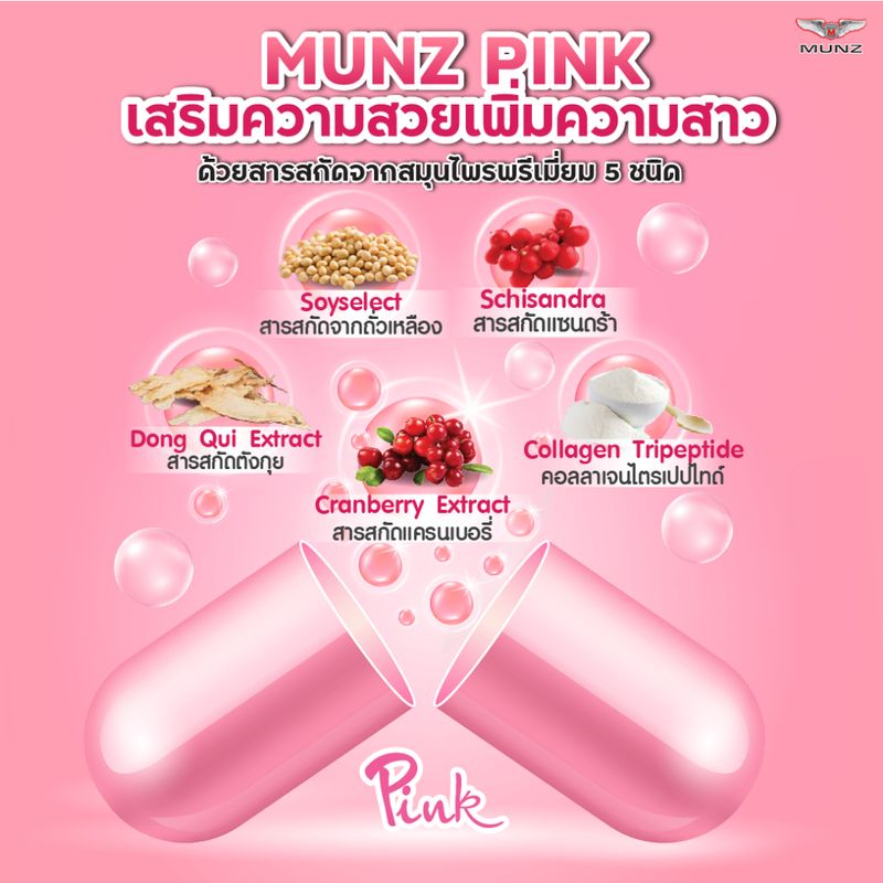 MunzPink ตัวช่วยสำหรับคุณผู้หญิง โปรโมชั่น กันยาฟิตX2 60 แคปซูล แถมฟรี V-TOX 30 ml.