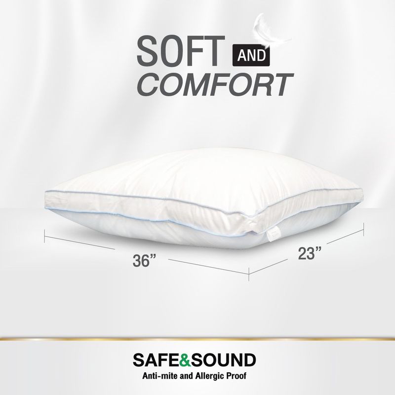 หมอนคิงไซด์ขนห่านเทียม King Size 23x36" กันไรฝุ่น >99% มาตรฐาน SAFE&SOUND