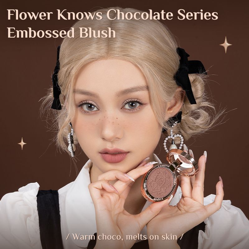 FlowerKnows Chocolate Wonder-Shop Embossed Blush 4สี บลัชออน ที่ทาแก้ม เครื่องสำอางผญ