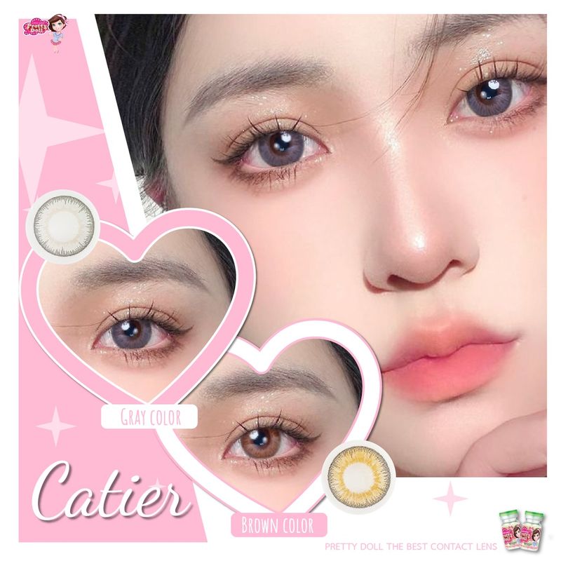 (COD)คอนแทคเลนส์ Contactlens ธรรมชาติ รุ่น Catier สายตา+ปกติ Prettydoll 0.00 ถึง - 6.00 เลนส์นิ่มใส่สบายตา แถมตลับ