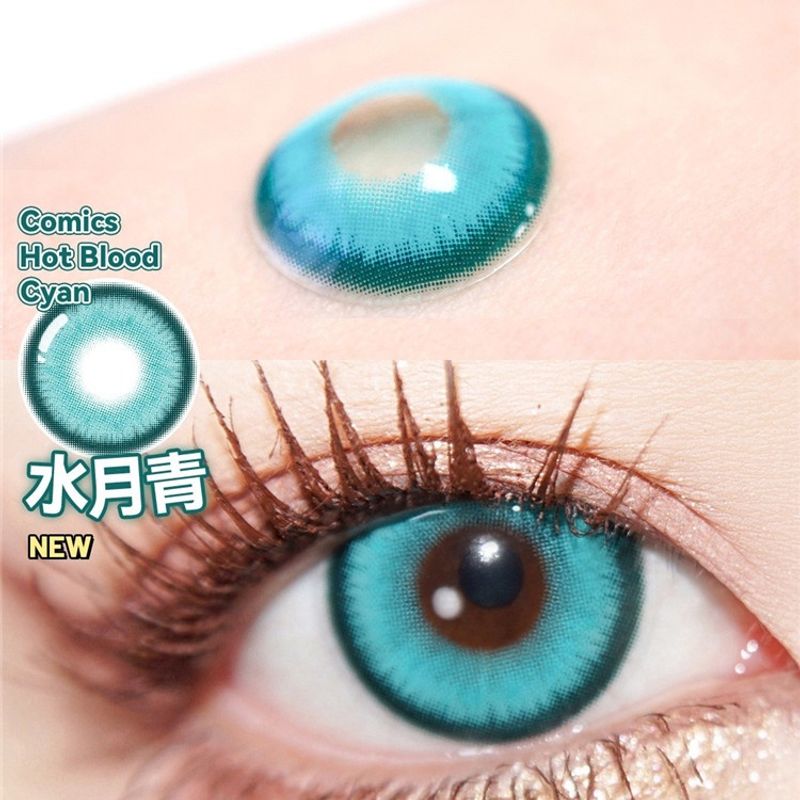 คอนแทคเลนส์คอสเพลย์ ไล่โทนสี ลายการ์ตูนอนิเมะ Hotblood Cyan Pupil 2 ชิ้น 1 คู่