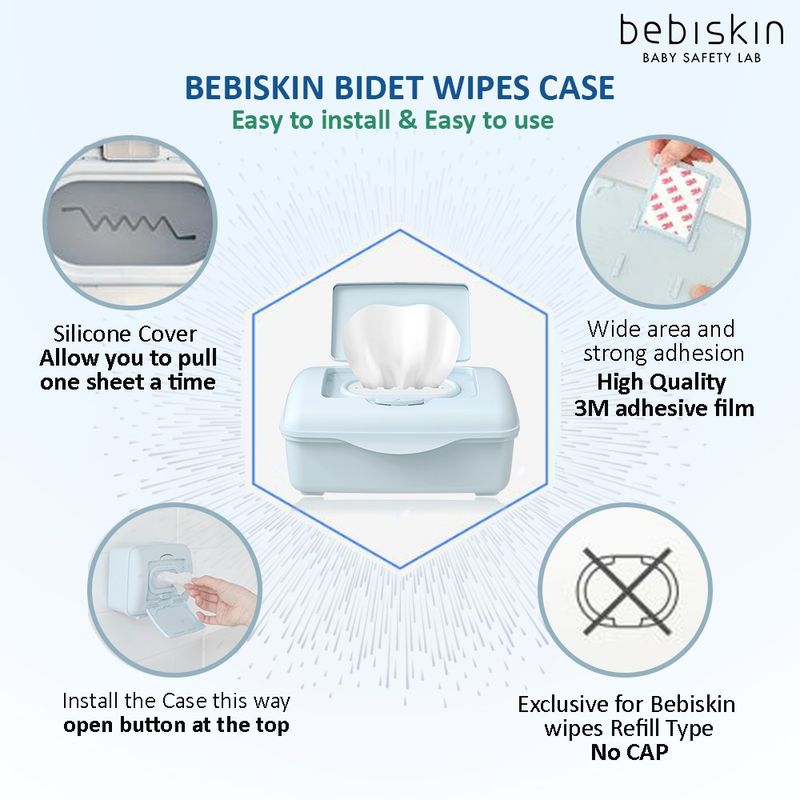 Bebiskin, Bidet Wipes Case, Dispenser. กล่องใส่ทิชชูเปียกเบบี้สกิน บิเดต์ไวพส์ ทิชชูเปียกฟู้ดเกรด แบบย่อยสลายได้ในน้ำ