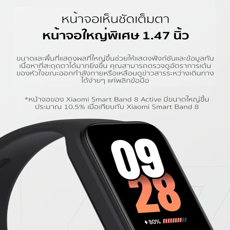 [ใหม่ล่าสุด] Xiaomi Mi Band 8 Active Smart Band8 นาฬิกาสมาร์ทวอทช์ จอแสดงผล 1.47" การวัดออกซิเจนในเลือด smart watch