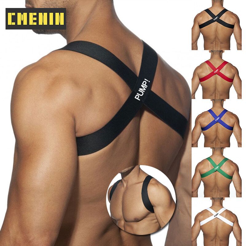 [CMENIN Official Store] 1Pcs PUMP ผู้ชายเซ็กซี่ปาร์ตี้สายรัดถังฟิตเนสสายคล้องไหล่ยืดหยุ่น Clubwear Body Chest Halter PU5501