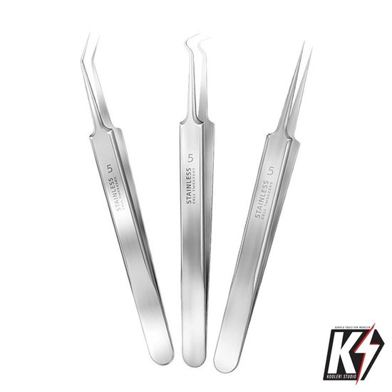 ปากคีบ No.5 พร้อมกล่องพลาสติก #ปากคีบสแตนเลสสตีล Stainless Steel forcep แหนบ ที่คีบ ที่หนีบ ที่คีบเพชร