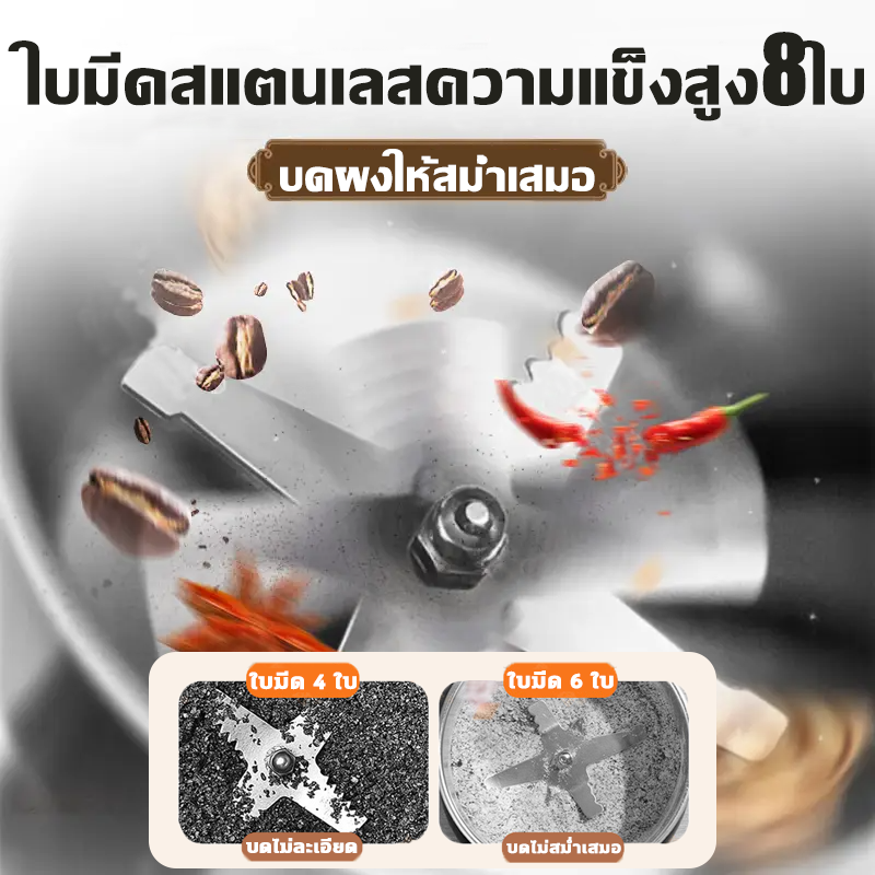 ALEXD แท้100% เครื่องบด ใบมีดคม 8 ใบ เครื่องปั่นบด3in1 ความจุขใหญ่700ml เครื่องบดอาหาร กำลังสูง500W 1วิ บดเป็นผง เครื่องบดพริก ความเร็วสูงไม่เผาเครื่องง่าย เครื่องปั่นพริก กาแฟ เทศ ข้าว พริก งา เครื่องบดสับ มอเตอร์ทองแดง เครื่องบดละเอียด เครื่องบดกาแฟ