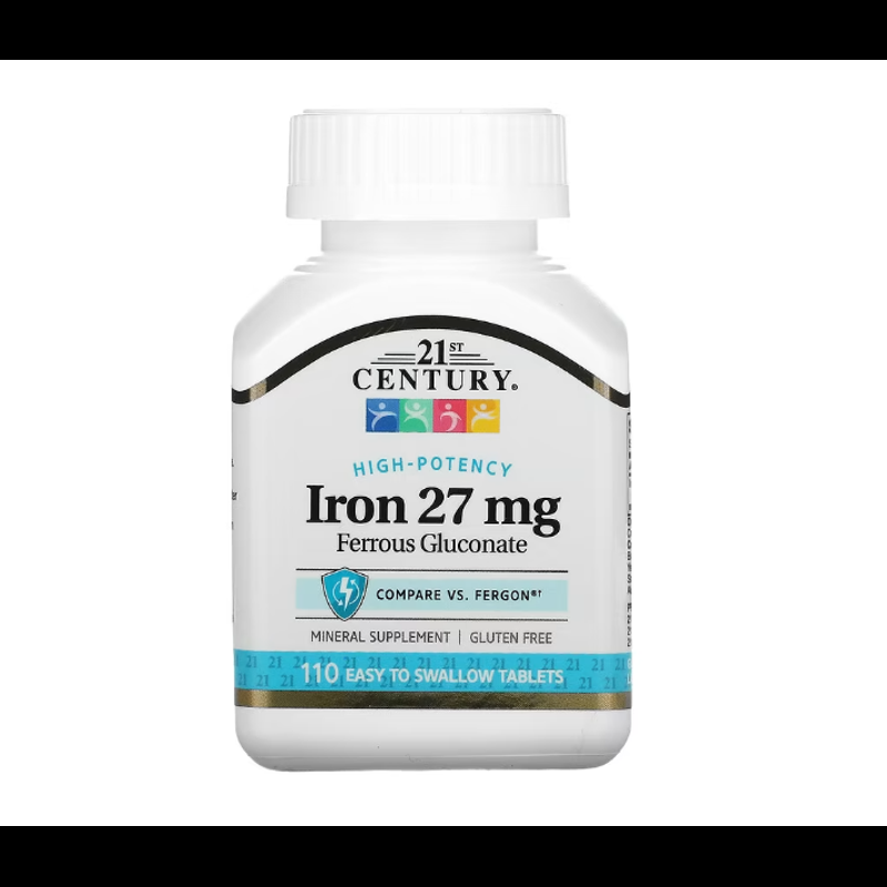 [Exp2026]ธาตุเหล็ก  21st Century Iron 65 mg 120 Tablets  High-Potency Iron 27 mg 110  Tablets