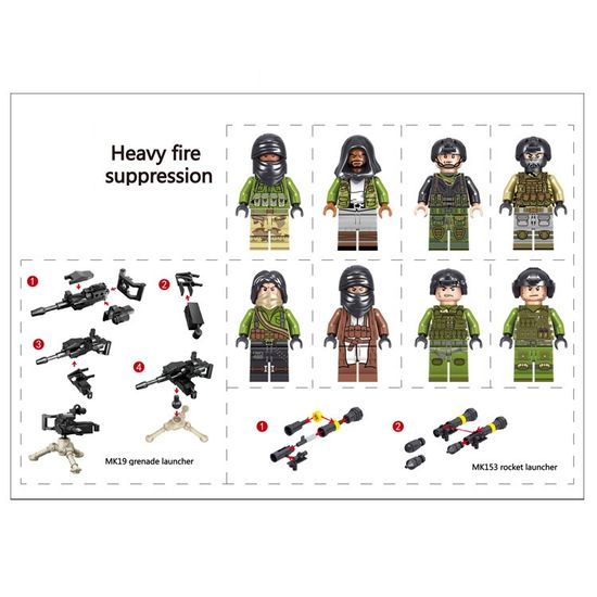 City Police WW2 Army Soldiers Figures Guns Weapons Military Building Blocks Accessories Children Diy Bricks Toy For Boy