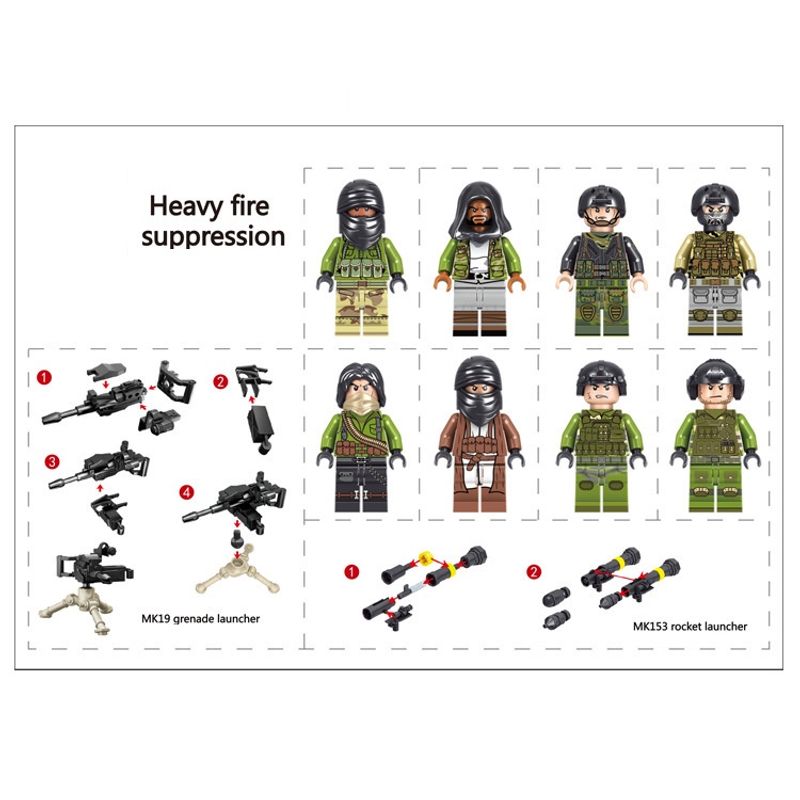 City Police WW2 Army Soldiers Figures Guns Weapons Military Building Blocks Accessories Children Diy Bricks Toy For Boy