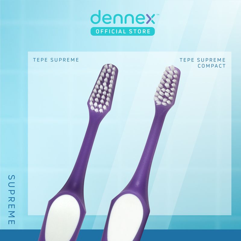 TePe Supreme แปรงสีฟัน ขนนุ่ม 2 ระดับ แปรงสีฟันเทเป้ สุพรีม 1 ด้าม by Dennex