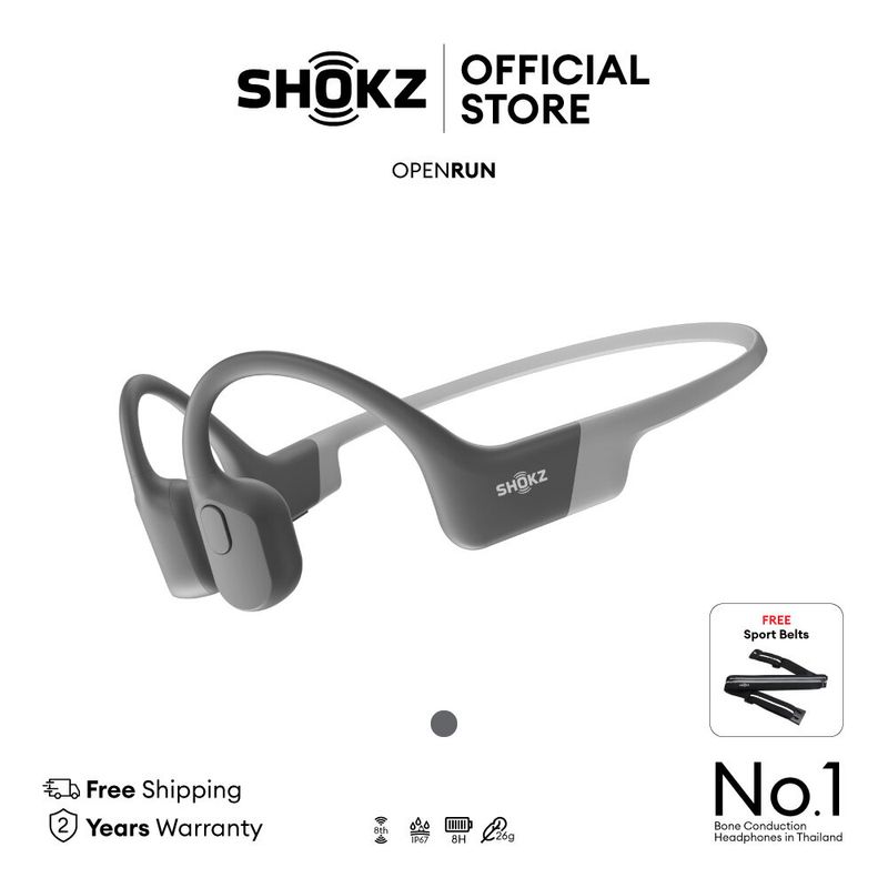 Shokz OpenRun หูฟังออกกำลังกายไร้สาย รุ่นระดับกลางยอดนิยม สวมใส่สบาย แบตอึด กันน้ำมาตรฐาน IP67 รับประกัน 2 ปี