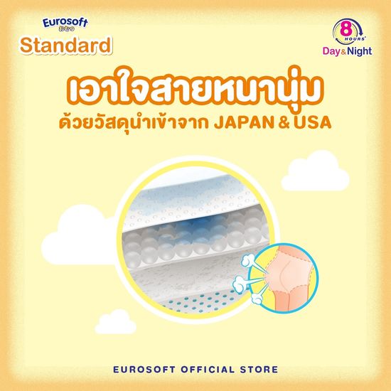 Eurosoft Standard สินค้าทดลอง 1 แพ็ค 2 ชิ้น (Size NB/S/M/L/XL/2XL) กางเกงผ้าอ้อม ผ้าอ้อมเด็กสำเร็จรูป แพมเพิส รุ่นมาตรฐาน