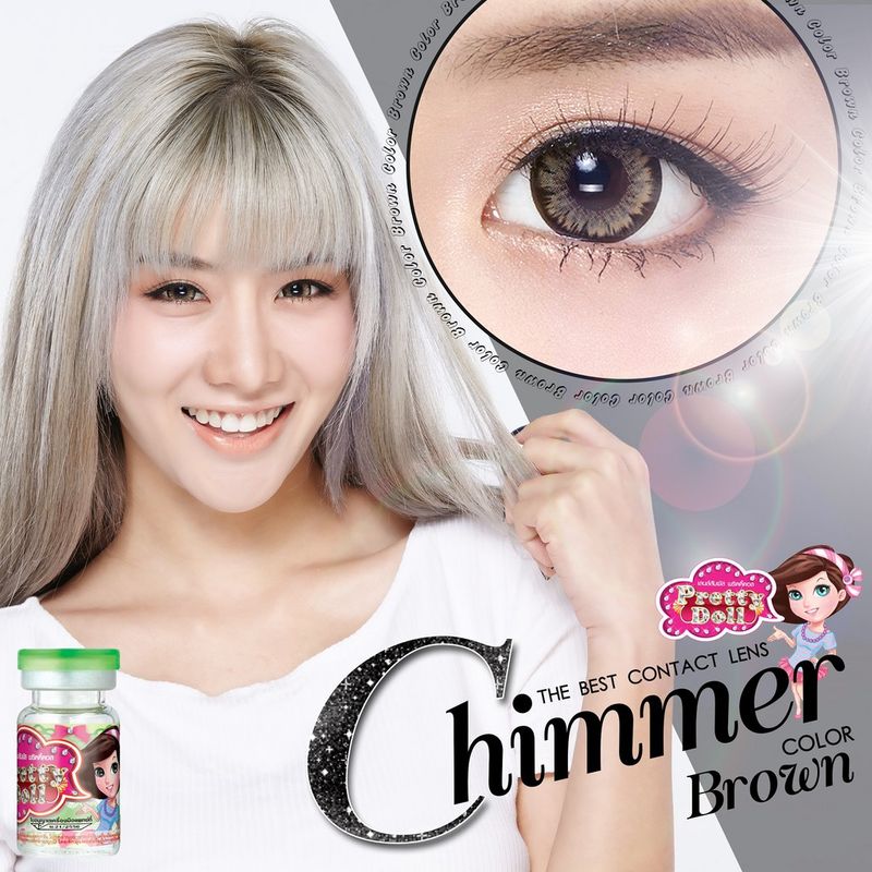 (COD)คอนแทคเลนส์ Contactlens สายธรรมชาติ. รุ่น Chimmer สายตา+ปกติ Prettydoll 0.00 ถึง - 6.00 เลนส์นิ่มใส่สบายตา แถมตลับ