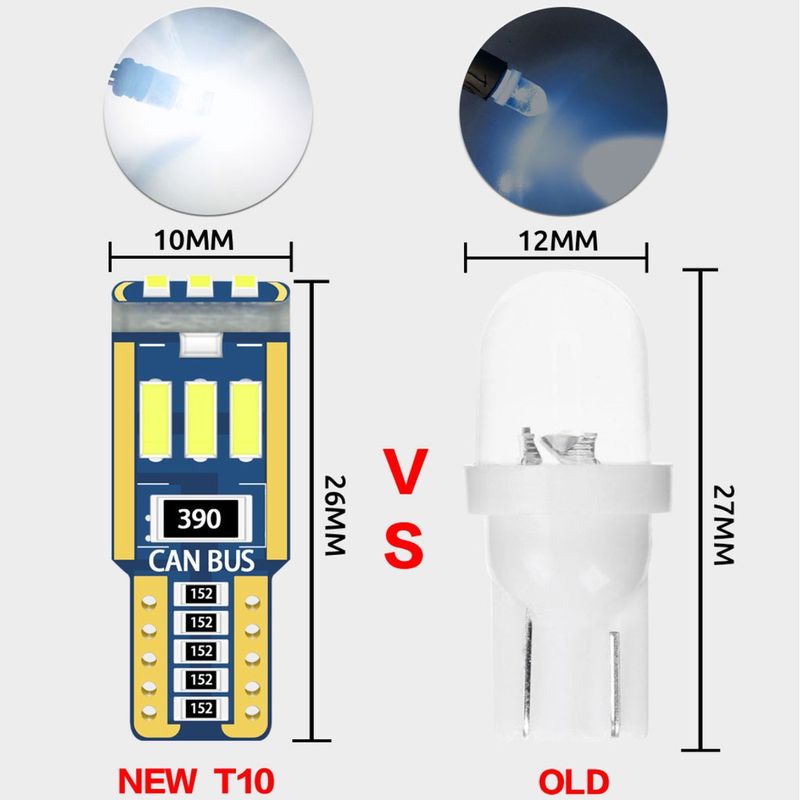 หลอดไฟติดภายในรถยนต์ T10 Led W5W 9 Led 4014 Smd 194 168 1 ชิ้น