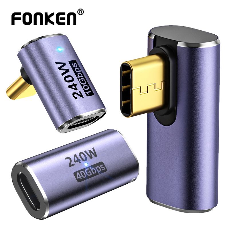 Fonken อะแดปเตอร์แปลงชาร์จเร็ว USB4.0 40Gbps Type C เป็น USB C 240W 8K@60Hz สําหรับ Mac-Book Pro MPS5 Nintendo Switch