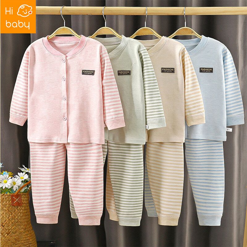 Childrens Colored Cotton Autumn Suit Spring and Autumn Childrens Autumn Models Baby Boy Baby Girl Cardigan Underwear Set