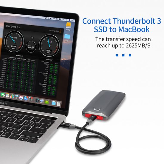 40Gbps 5K 100W Thunderbolt 3 สาย USB C, สาย 20V/5A รองรับจอภาพ 5K @60hz หรือ 2X 4K @60hz เดี่ยว, สถานีเชื่อมต่อ USB-C