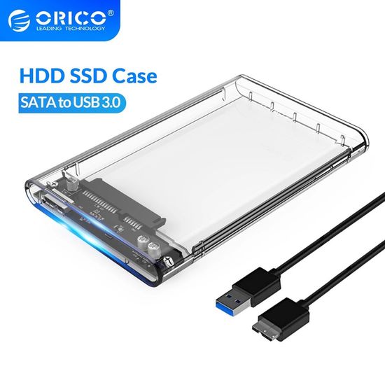 Orico HDD Case SSD Enclosure 2.5inch ฮาร์ดไดรฟ์ USB 3.0 แบบใส รองรับโปรโตคอล UASP สําหรับ 7-9.5 มม. ขนาด 2.5 นิ้ว (2139U3)