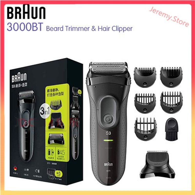 Braun Series 3 เครื่องโกนหนวดไฟฟ้า 3000BT 3-in-1 พร้อมทริมเมอร์ และหวี 5 ชิ้น