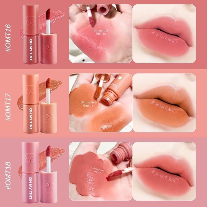 ♦️ไลฟ์ลด50% เหลือ49.-♦️ลิป 2p โปร3แถม1 (ซื้อลิปแถมแปรงทาปาก) ohmytint ลิปสติก lipstick กันน้ำ ติดทน เครื่องสำอาง