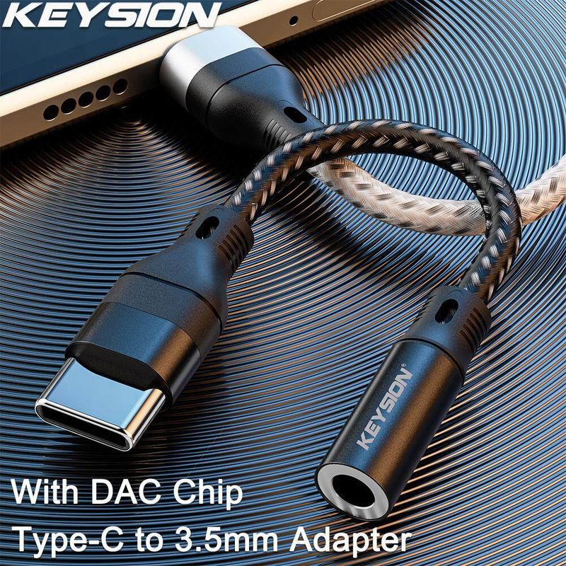 KEYSION USB Type C ถึง3.5Mm ชิพ DAC อะแดปเตอร์หูฟัง USB C ถึง3.5แจ็คช่องรับสัญญาณเสียงสายเคเบิ้ลสำหรับ Samsung Huawei Google Realme Xiaomi