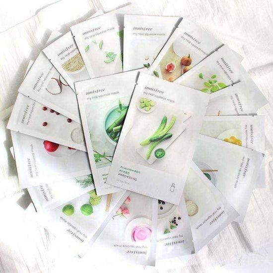 Innisfree My Real Squeeze Mask มาส์กหน้า อินนิสฟรี [มีให้เลือก 18 สูตร] [20 ml./แผ่น] [1 แผ่น] Innisfree Mask BC มาส์ก