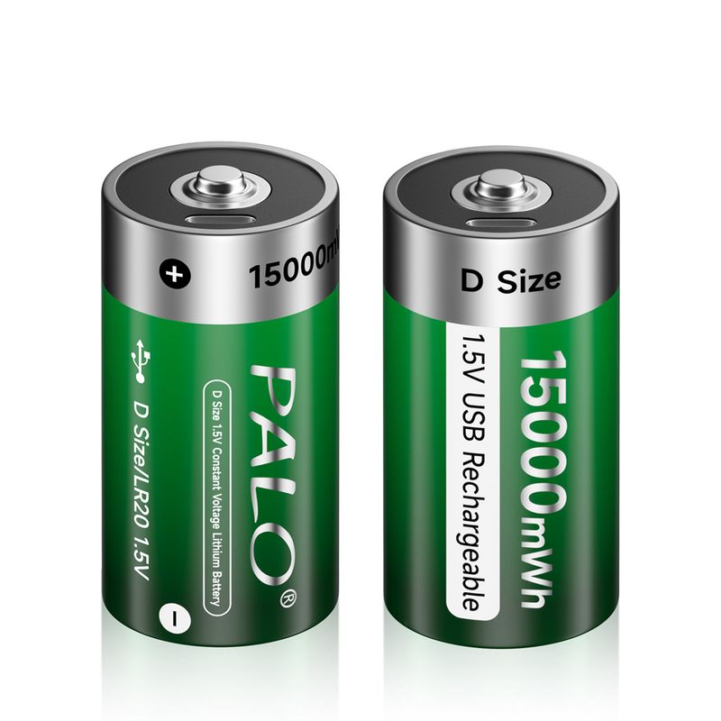 Palo แบตเตอรี่ลิเธียมไอออน ชาร์จ USB Size D ขนาด 15000mWh 1.5V ถ่านชาร์จ