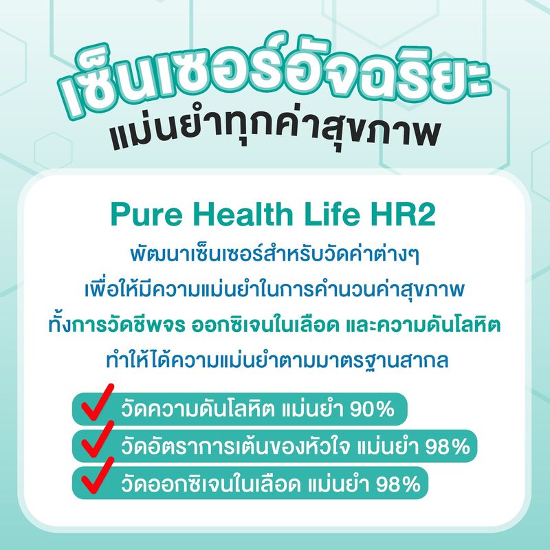 PH Life HR 2 นาฬิกาวัดความดันโลหิต ออกซิเจน-หัวใจ-นอนหลับ กันน้ำ IP68 ออกกำลังกาย 8 โหมด รับประกันศูนย์ 1 ปี